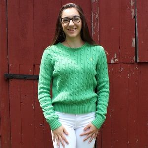 Ralph Lauren green cable knit sweater